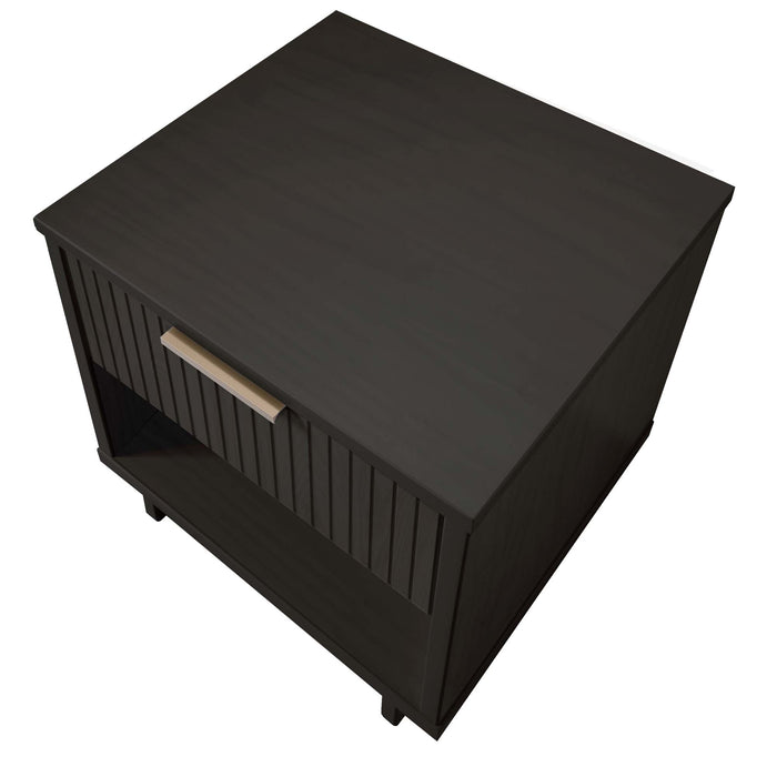 Table de nuit moderne Granville de Manhattan Comfort avec 2 tiroirs à extension complète - noire