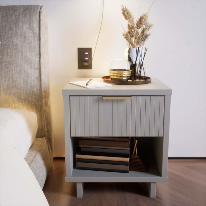 Table de nuit moderne Granville de Manhattan Comfort avec 2 tiroirs à extension complète - gris foncé