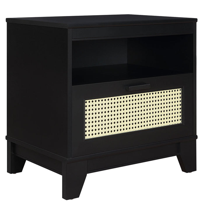 Table de nuit moderne Sheridan de Manhattan Comfort avec cannage - noire