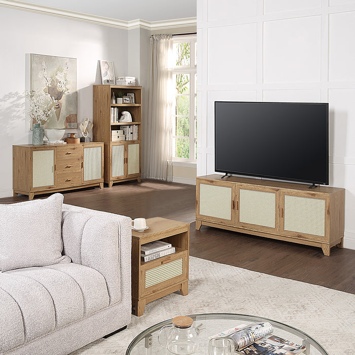 Table de nuit moderne Sheridan de Manhattan Comfort avec cannage - naturelle