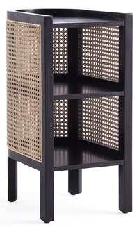 Table de bout Versailles de Manhattan Comfort - noire et canne naturelle