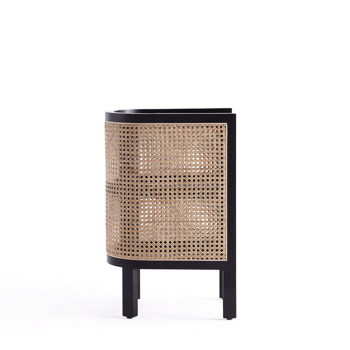 Table de bout Versailles de Manhattan Comfort - noire et canne naturelle