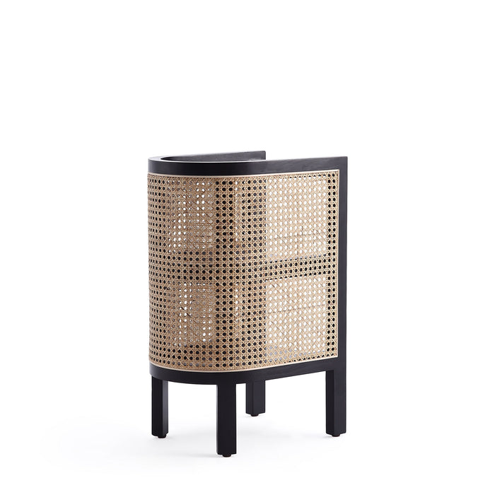 Table de bout Versailles de Manhattan Comfort - noire et canne naturelle