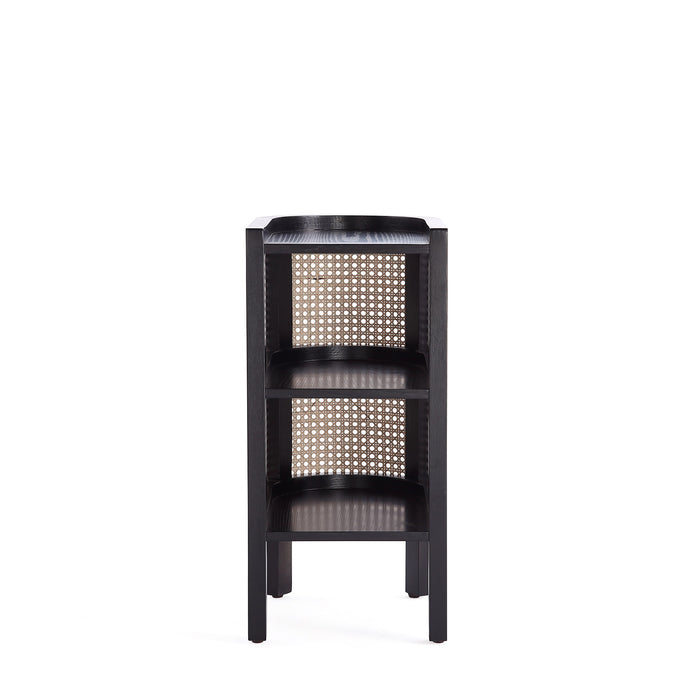 Table de bout Versailles de Manhattan Comfort - noire et canne naturelle