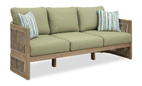  Sofa Oasis pour la terrasse à l’extérieur - eucalyptus, corde et tissu NuvellaMD, résistant aux intempéries - naturel et vert