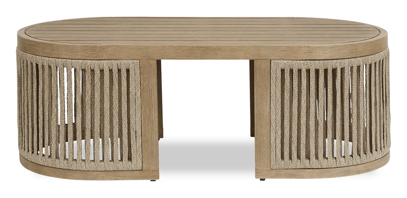 Table à café Oasis pour la terrasse à l’extérieur - eucalyptus et corde, résistante aux intempéries - naturelle