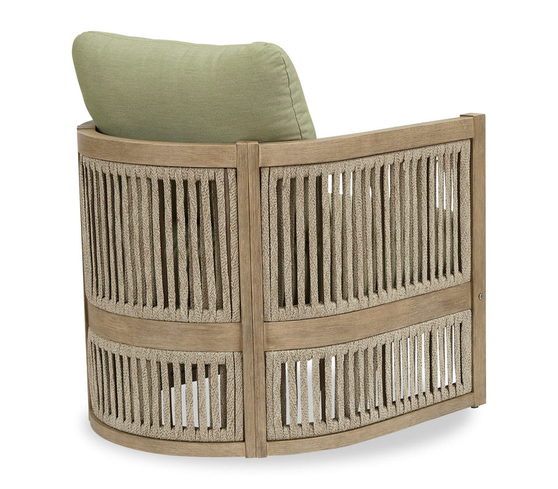 Fauteuils Oasis pour la terrasse à l’extérieur - ensemble de 2, eucalyptus, NuvellaMD, résistants aux intempéries - naturels et verts