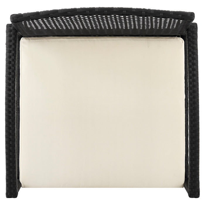 Ensemble de conversation Noli de Manhattan Comfort 3 pièces en acier et en rotin pour la terrasse - crème