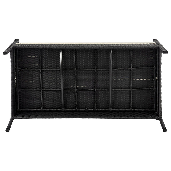 Ensemble de conversation Noli de Manhattan Comfort 4 pièces en acier et en rotin avec coussins pour la terrasse - crème