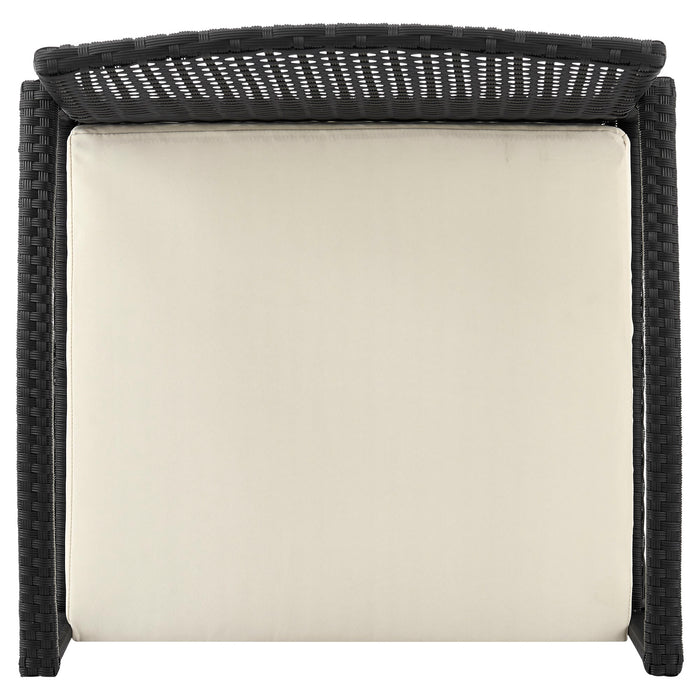 Ensemble de conversation Noli de Manhattan Comfort 4 pièces en acier et en rotin avec coussins pour la terrasse - crème