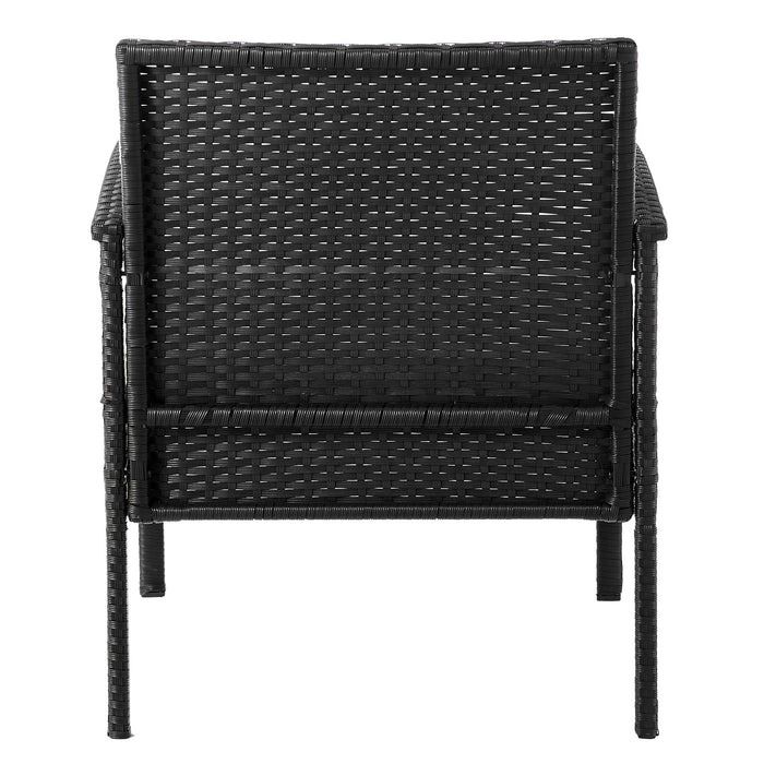 Ensemble de conversation Noli de Manhattan Comfort 4 pièces en acier et en rotin avec coussins pour la terrasse - crème