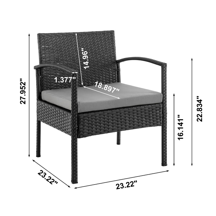 Ensemble de conversation Noli de Manhattan Comfort 4 pièces en acier et en rotin avec coussins pour la terrasse - gris