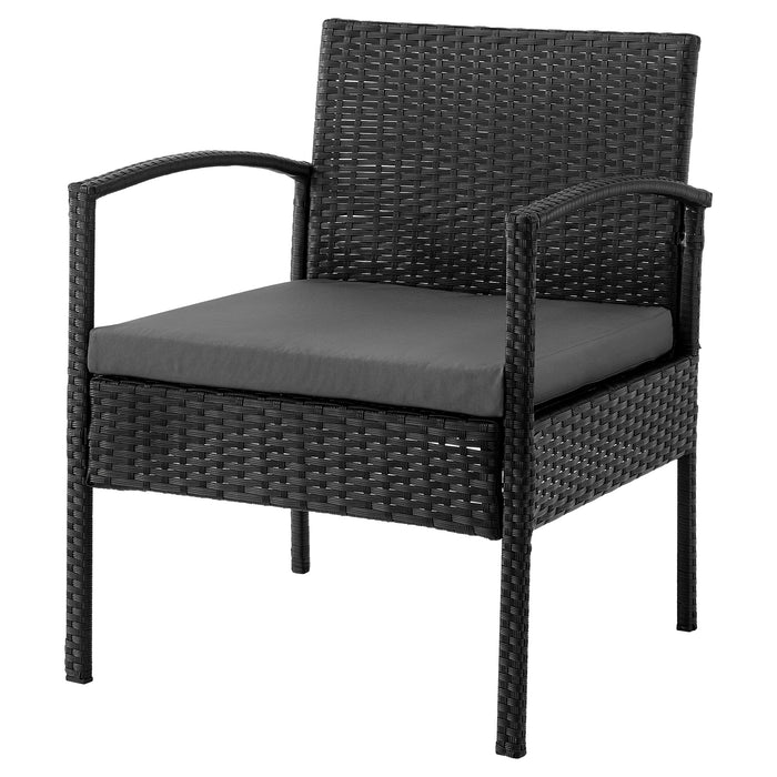 Ensemble de conversation Noli de Manhattan Comfort 4 pièces en acier et en rotin avec coussins pour la terrasse - gris