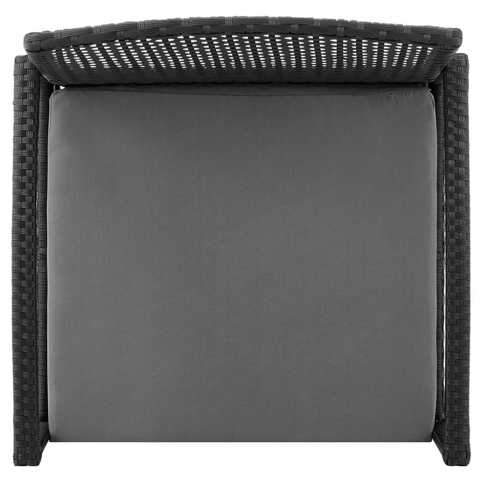 Ensemble de conversation Noli de Manhattan Comfort 4 pièces en acier et en rotin avec coussins pour la terrasse - gris