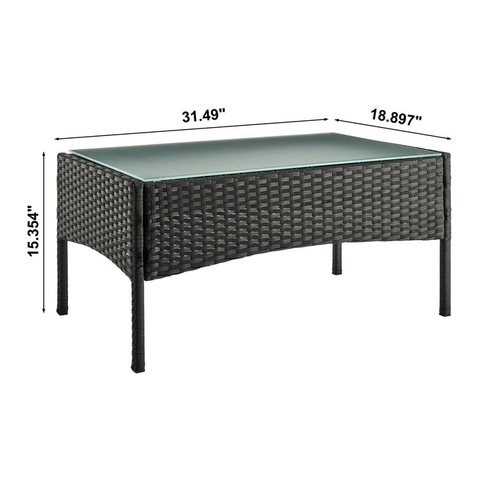 Ensemble de conversation Imperia de Manhattan Comfort 4 pièces en acier et en rotin pour la terrasse - crème