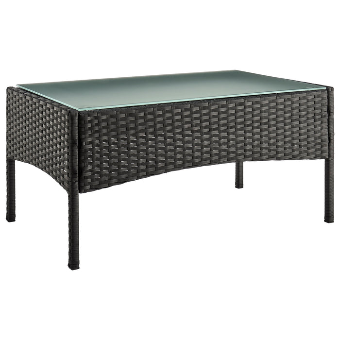 Ensemble de conversation Imperia de Manhattan Comfort 4 pièces en acier et en rotin pour la terrasse - crème