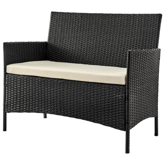 Ensemble de conversation Imperia de Manhattan Comfort 4 pièces en acier et en rotin pour la terrasse - crème