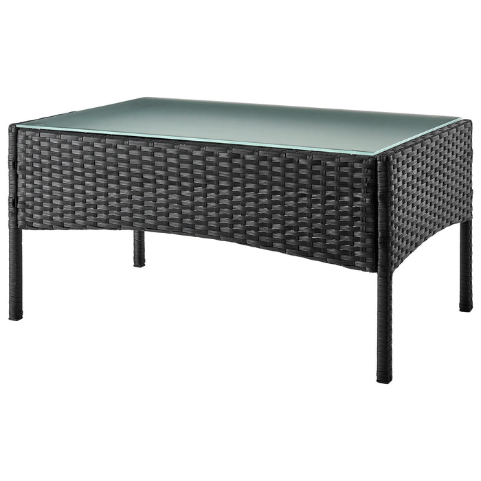 Ensemble de conversation Imperia de Manhattan Comfort 4 pièces en acier et en rotin pour la terrasse - crème