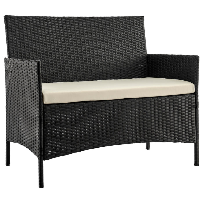 Ensemble de conversation Imperia de Manhattan Comfort 4 pièces en acier et en rotin pour la terrasse - crème