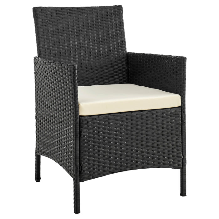 Ensemble de conversation Imperia de Manhattan Comfort 4 pièces en acier et en rotin pour la terrasse - crème