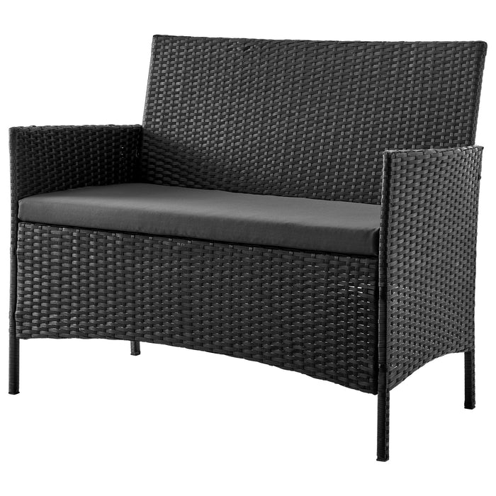 Ensemble de conversation Imperia de Manhattan Comfort 4 pièces en acier et en rotin avec coussins pour la terrasse - gris