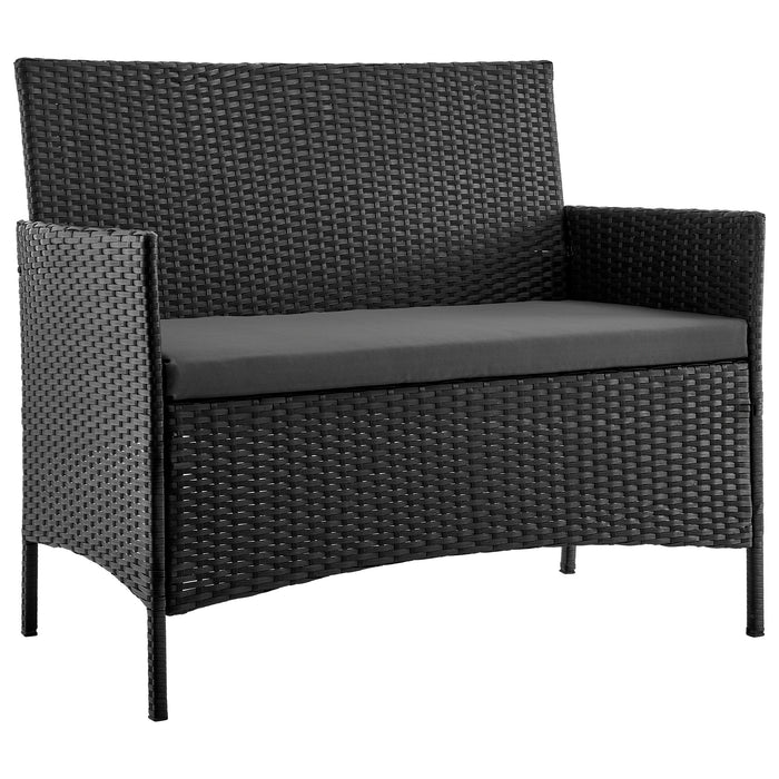 Ensemble de conversation Imperia de Manhattan Comfort 4 pièces en acier et en rotin avec coussins pour la terrasse - gris