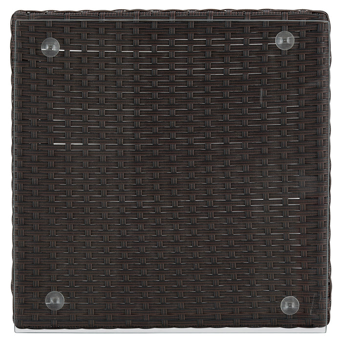 Ensemble de chaise longue et causeuse Menton de Manhattan Comfort 2 pièces en acier et en rotin avec table à café pour la terrasse - crème