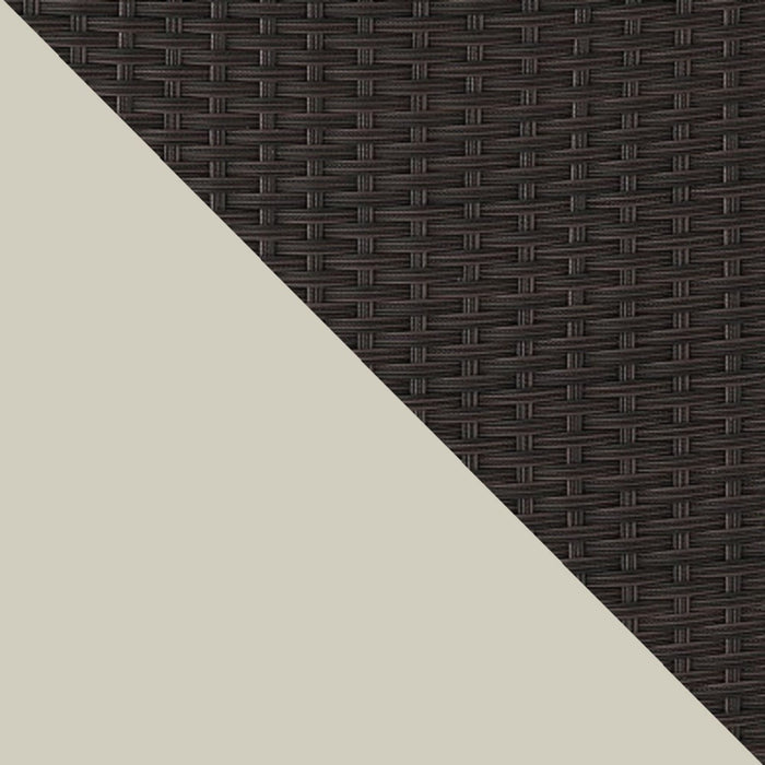 Ensemble de chaise longue et causeuse Menton de Manhattan Comfort 2 pièces en acier et en rotin avec table à café pour la terrasse - crème