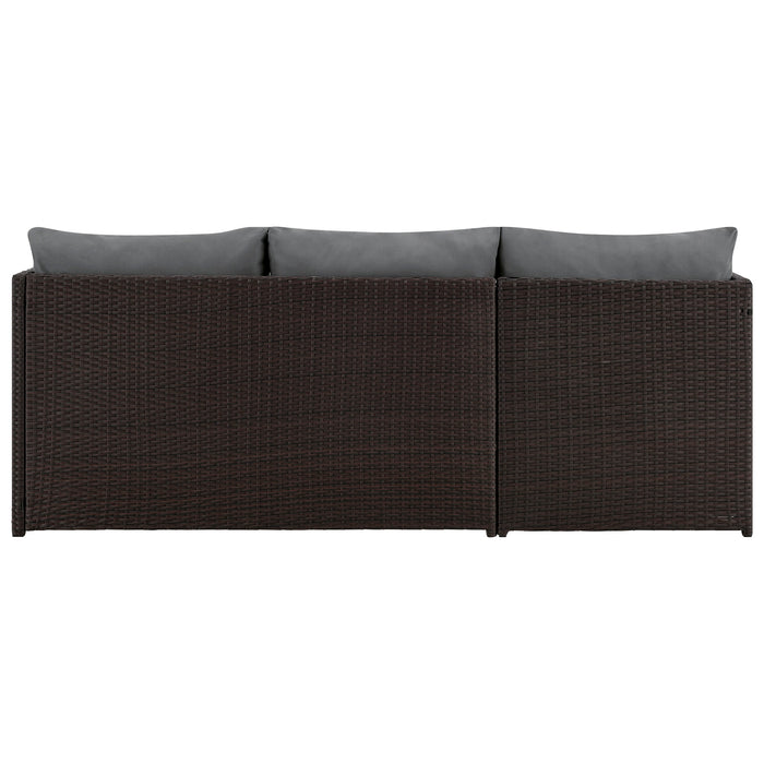 Ensemble de chaise longue et causeuse Menton de Manhattan Comfort 2 pièces en acier et en rotin avec table à café pour la terrasse - gris