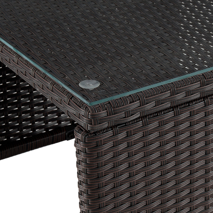 Ensemble de chaise longue et causeuse Menton de Manhattan Comfort 2 pièces en acier et en rotin avec table à café pour la terrasse - gris