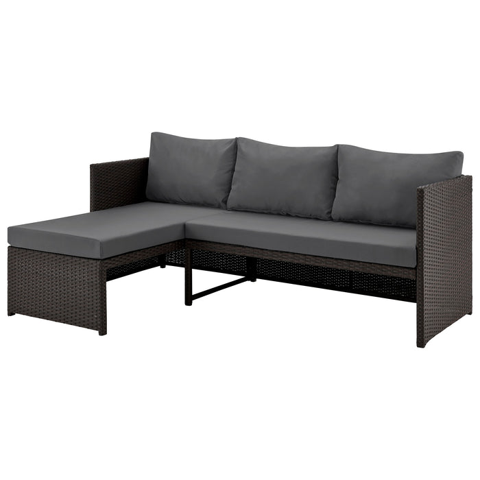 Ensemble de chaise longue et causeuse Menton de Manhattan Comfort 2 pièces en acier et en rotin avec table à café pour la terrasse - gris
