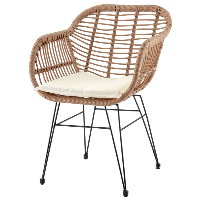 Ensemble de conversation Antibes 1.0 de Manhattan Comfort 3 pièces en acier et en rotin pour la terrasse - crème