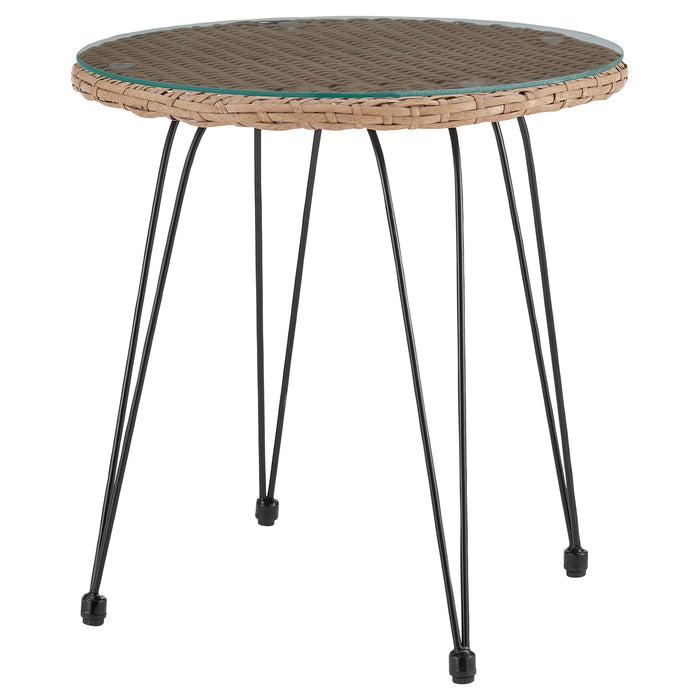 Ensemble de conversation Antibes 1.0 de Manhattan Comfort 3 pièces en acier et en rotin pour la terrasse - crème