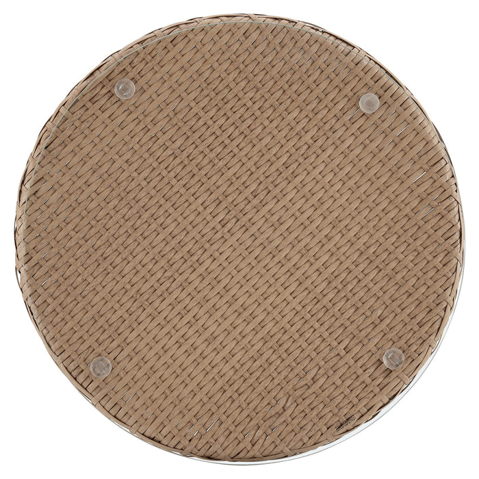 Ensemble de conversation Antibes 1.0 de Manhattan Comfort 3 pièces en acier et en rotin pour la terrasse - crème