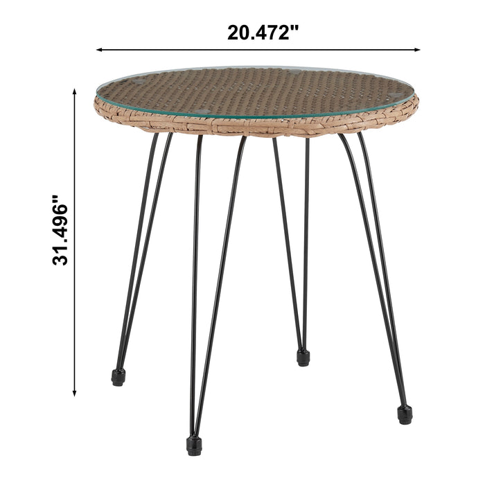 Ensemble de conversation Antibes 1.0 de Manhattan Comfort 3 pièces en acier et en rotin pour la terrasse - gris