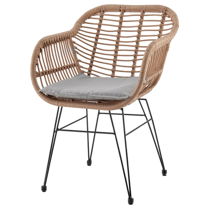 Ensemble de conversation Antibes 1.0 de Manhattan Comfort 3 pièces en acier et en rotin pour la terrasse - gris