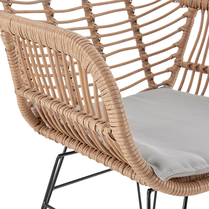 Ensemble de conversation Antibes 1.0 de Manhattan Comfort 3 pièces en acier et en rotin pour la terrasse - gris