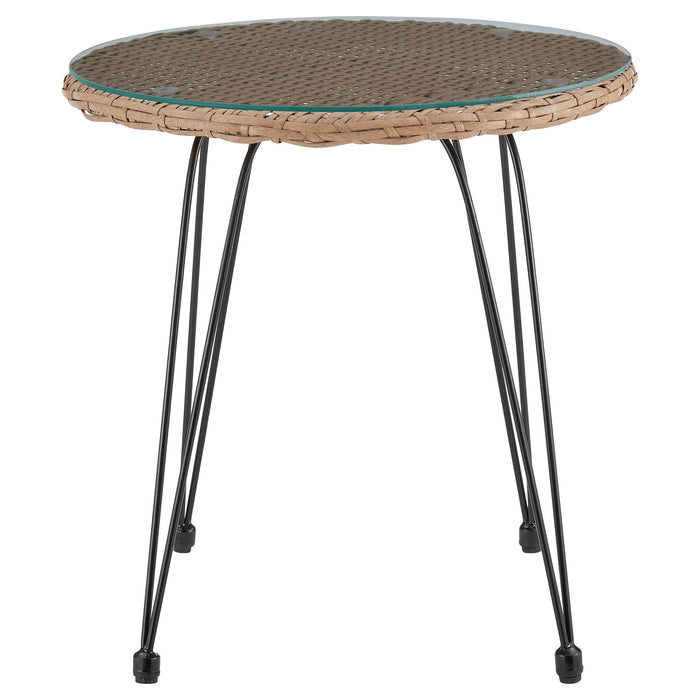 Ensemble de conversation Antibes 1.0 de Manhattan Comfort 3 pièces en acier et en rotin pour la terrasse - gris