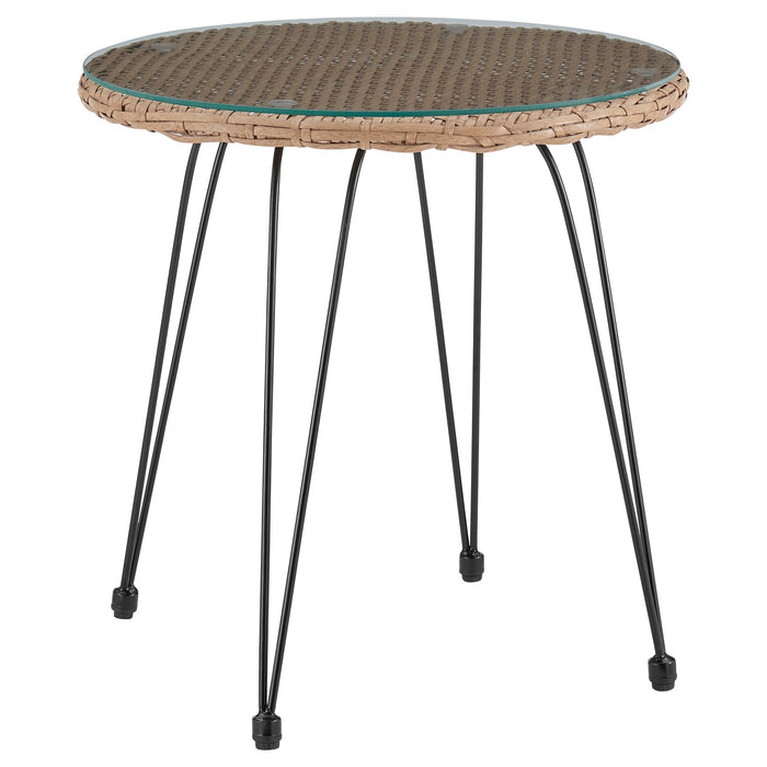 Ensemble de conversation Antibes 1.0 de Manhattan Comfort 3 pièces en acier et en rotin pour la terrasse - gris