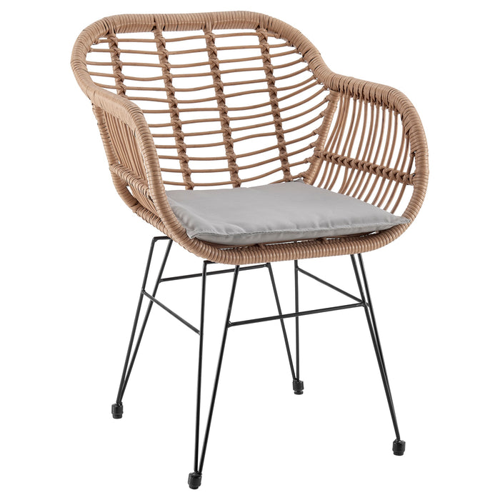 Ensemble de conversation Antibes 1.0 de Manhattan Comfort 3 pièces en acier et en rotin pour la terrasse - gris