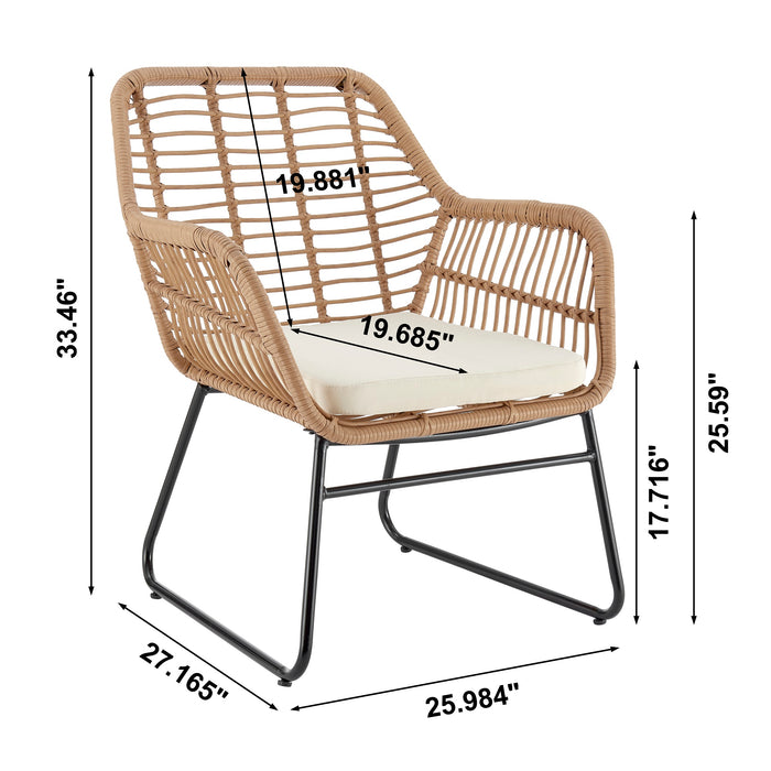 Ensemble de conversation Antibes 2.0 de Manhattan Comfort 4 pièces en acier et en rotin pour la terrasse - crème
