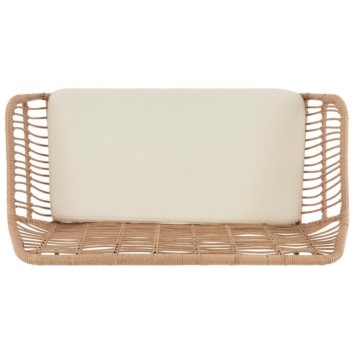 Ensemble de conversation Antibes 2.0 de Manhattan Comfort 4 pièces en acier et en rotin pour la terrasse - crème