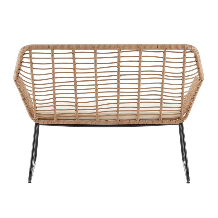 Ensemble de conversation Antibes 2.0 de Manhattan Comfort 4 pièces en acier et en rotin pour la terrasse - crème