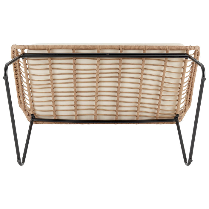 Ensemble de conversation Antibes 2.0 de Manhattan Comfort 4 pièces en acier et en rotin pour la terrasse - crème