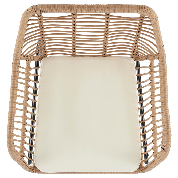 Ensemble de conversation Antibes 2.0 de Manhattan Comfort 4 pièces en acier et en rotin pour la terrasse - crème