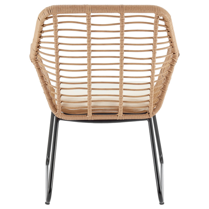 Ensemble de conversation Antibes 2.0 de Manhattan Comfort 4 pièces en acier et en rotin pour la terrasse - crème