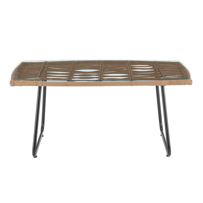 Ensemble de conversation Antibes 2.0 de Manhattan Comfort 4 pièces en acier et en rotin pour la terrasse - crème