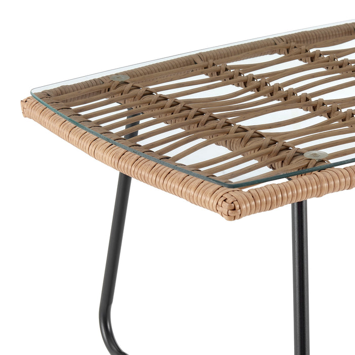 Ensemble de conversation Antibes 2.0 de Manhattan Comfort 4 pièces en acier et en rotin pour la terrasse - crème