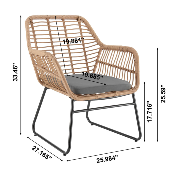 Ensemble de conversation Antibes 2.0 de Manhattan Comfort 4 pièces en acier et en rotin pour la terrasse - gris