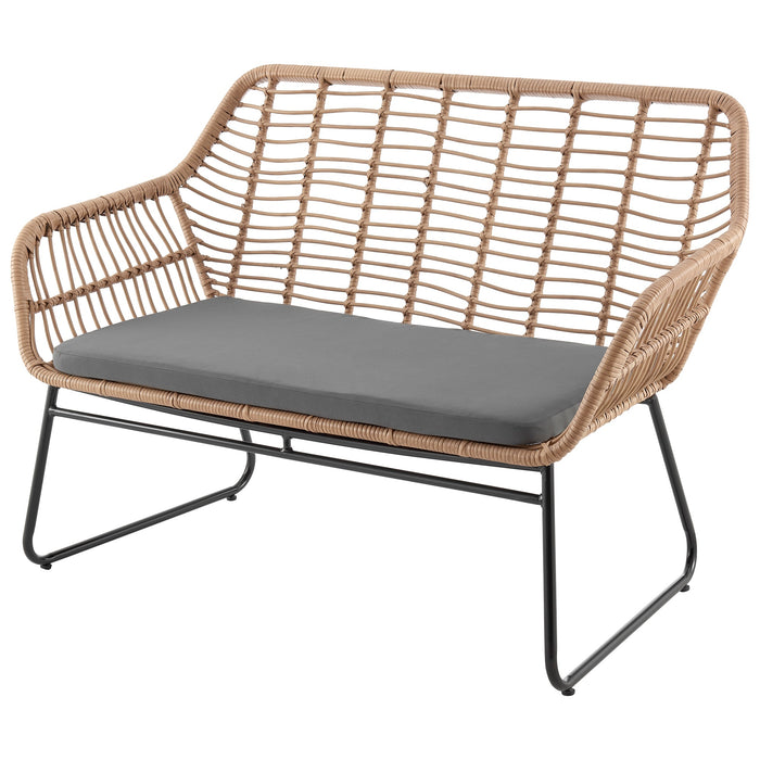 Ensemble de conversation Antibes 2.0 de Manhattan Comfort 4 pièces en acier et en rotin pour la terrasse - gris